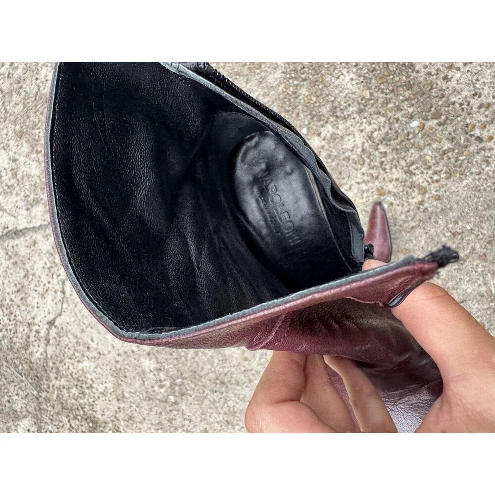 Napoleoni Italian Designer Maroon Nappa Leather Ankle Boots Women Size 40 Italy - Picture 12 of 12